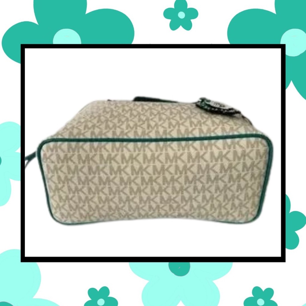 Michael Kors Carter White and Teal Reversible Tote - Picture 5 of 6